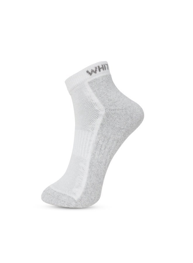 White Leaf 3 Pack Terry Low Cut Socks - Blue, Black and White - Image 4